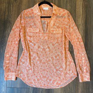 ❤️New York & Company Blouse V Neck Orange Sz S